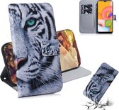 Voor Galaxy A01 3D Gekleurde Tekening Horizontale Leren Flip Case met Houder & Kaartsleuf & Portemonnee (Tijger)