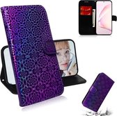 Voor Galaxy Note 10 Lite / A81 Effen Kleur Kleurrijke Magnetische Gesp Horizontale Flip PU Leren Case met Houder & Kaartsleuven & Portemonnee & Lanyard (Paars)