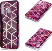 Voor Galaxy A20 / A30 Plating Marble Pattern Soft TPU beschermhoes (paars)