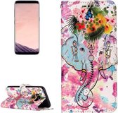 Voor Galaxy S8 Gloss Oil Reliëf Bloem Olifant Patroon Horizontale Flip Leren Case met Houder & Kaartsleuven & Portemonnee & Fotolijst