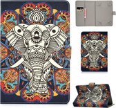 Voor 10 inch Universele Gekleurde Tekening Patroon Horizontale Flip PU Lederen Case met Houder & Kaartsleuven (Kleurrijke Olifant)