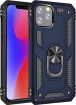 Armor schokbestendige TPU + pc-beschermhoes voor iPhone 11 Pro Max, met 360 graden rotatiehouder (blauw)