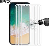 5 STKS ENKAY Hat-Prince voor iPhone X 0.2mm 9H Oppervlaktehardheid 3D Explosieveilig Volledig scherm Koolstofvezel Zachte randen Gehard glas Schermfilm (wit)