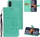 Voor iPhone XS Chai Dog Pattern Horizontale flip lederen hoes met beugel & kaartsleuf & portemonnee & lanyard (groen)