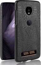 Schokbestendig Crocodile Texture PC + PU-hoesje voor Motorola Moto Z4 Play (zwart)