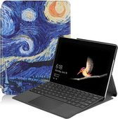 Voor Microsoft Surface Go 2 / Surface Go Gekleurde tekening Spanning Elastische textuur Horizontale flip lederen tas met houder (sterrenhemel)