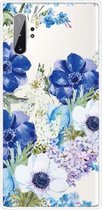 Voor Samsung Galaxy Note 10+ schokbestendig geverfd TPU beschermhoes (blauw witte rozen)