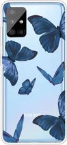 Voor Samsung Galaxy A51 4G schokbestendig geschilderd TPU beschermhoes (blauwe vlinder)