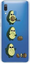 Voor Samsung Galaxy A40 gekleurd tekeningpatroon zeer transparant TPU beschermhoes (avocado)