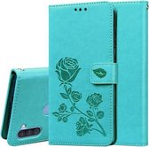 Voor Samsung Galaxy A11 Rose reliëf horizontale flip PU lederen tas met houder & kaartsleuven & portemonnee (groen)