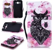 Voor Huawei Y3 (2017) Gekleurde Tekening Patroon Horizontale Flip TPU + PU Lederen Case met Houder & Kaartsleuven & Portemonnee & Lanyard (Uil)