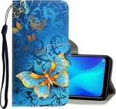 Voor OPPO Realme 6 3D Gekleurde Tekening Horizontale Flip PU Lederen Case met Houder & Kaartsleuven & Portemonnee (Jade Vlinder)