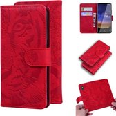 Voor Nokia 2.2 Tiger Embossing Pattern Horizontale Flip Leather Case met houder & kaartsleuven & portemonnee (rood)