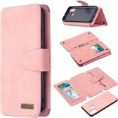 Voor Huawei P Smart (2020) Afneembare Frosted Magnetische Horizontale Flip Leren Case met Kaartsleuven & Houder & Rits Portemonnee & Fotolijst (Roze)