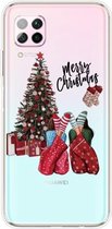 Voor Huawei P40 Lite & Nova 6 SE Christmas Series Transparante TPU beschermhoes (kerstpyjama)