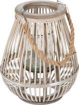 J-line Lantaarn Peervorm Bamboo Grijs Small