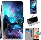 Voor LG K41S / K51S Gekleurde Tekening Cross Textuur Horizontale Flip PU Lederen Case met Houder & Kaartsleuven & Portemonnee & Lanyard (Kleurrijke Wolken)