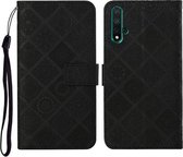 Voor Huawei Honor 20 Etnische Stijl Reliëfpatroon Horizontale Flip Leren Case met Houder & Kaartsleuven & Portemonnee & Lanyard (Zwart)