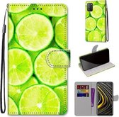 Voor Xiaomi Poco M3 Gekleurde Tekening Cross Textuur Horizontale Flip PU Lederen Case met Houder & Kaartsleuven & Portemonnee & Lanyard (Groene Citroen)