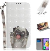 Voor LG K62 / K52 / Q52 3D Gekleurde Tekening Horizontale Flip Leren Case met Houder & Kaartsleuven & Portemonnee & Lanyard (Pug)