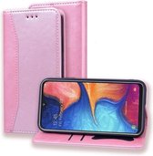 Voor Samsung Galaxy A20s Business Stitching Horizontale flip lederen hoes met dubbele vouw & beugel & kaartsleuven & fotolijst & portemonnee (rose goud)