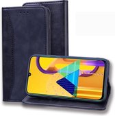 Voor Samsung Galaxy M30S Business Stitching Horizontale flip lederen tas met dubbele vouw & beugel & kaartsleuven & fotolijst & portemonnee (zwart)