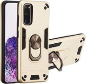 Voor Samsung Galaxy S20 2 in 1 Armor Series PC + TPU beschermhoes met ringhouder (goud)