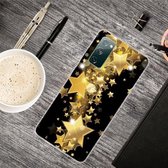 Voor Samsung Galaxy S20 FE schokbestendig geverfd transparant TPU beschermhoes (gouden ster)