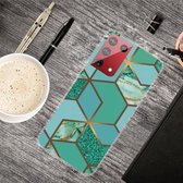 Voor Samsung Galaxy S21 Ultra 5G Marble Shockproof TPU beschermhoes (Rhombus Green)