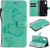 Voor Samsung Galaxy M01 3D vlinders reliëf patroon horizontaal flip lederen tas met houder & kaartsleuf & portemonnee (groen)