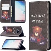 Voor Samsung Galaxy S10e Gekleurde Tekening Patroon Onzichtbare Magnetische Horizontale Flip PU Lederen Case met Houder & Kaartsleuven & Portemonnee (Beer)