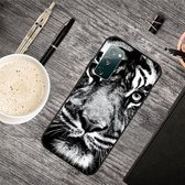Voor Samsung Galaxy S20 FE olie reliëf gekleurd tekening patroon schokbestendig TPU beschermhoes (witte tijger)