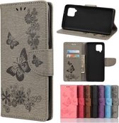 Voor Samsung Galaxy A42 5G vlinders reliëf horizontale flip lederen tas met houder & kaartsleuven & portemonnee (grijs)