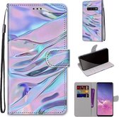 Voor Samsung Galaxy S10 Gekleurde tekening Cross Texture Horizontale Flip PU lederen tas met houder & kaartsleuven & portemonnee & lanyard (fluorescerend waterpatroon)