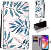 Voor Samsung Galaxy A70 Gekleurde Tekening Cross Textuur Horizontale Flip PU Lederen Case met Houder & Kaartsleuven & Portemonnee & Lanyard (Roze Groene Naalden)