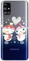 Voor Samsung Galaxy M31s Christmas Series Clear TPU beschermhoes (paar sneeuwpop)