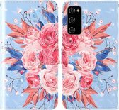 Voor Samsung Galaxy S20 FE 3D Geschilderd patroon Horizontaal Flip TPU + PU lederen tas met houder & kaartsleuven & portemonnee & lanyard (gekleurde bloemen)