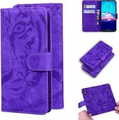Voor Samsung Galaxy S20 FE / S20 FE 5G / S20 Lite Tiger Embossing Pattern Horizontale Flip lederen tas met houder & kaartsleuven & portemonnee (paars)