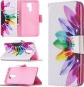 Voor Xiaomi Redmi 9 Gekleurde tekening patroon Horizontale flip lederen tas met houder & kaartsleuven & portemonnee (zonnebloem)