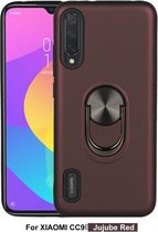 Voor Xiaomi Mi CC9e / A3 360 roterende multifunctionele stent PC + TPU-hoes met magnetische onzichtbare houder (Jujube Red)