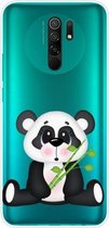 Voor Xiaomi Redmi 9 gekleurd tekeningpatroon zeer transparant TPU beschermhoes (bamboe beer)