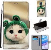 Voor Xiaomi Redmi 10X 5G / 10X Pro 5G Gekleurde Tekening Kruis Textuur Horizontale Flip PU Lederen Case met Houder & Kaartsleuven & Portemonnee & Lanyard (Frog Kitten)