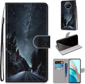 Voor Xiaomi Redmi Note 9T / Note 9 5G Gekleurde tekening Cross Texture Horizontale Flip PU lederen tas met houder & kaartsleuven & portemonnee & Lanyard (Mountain Road Starry Sky)