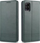 Voor Samsung Galaxy A51 AZNS Magnetische Kalf Textuur Horizontale Flip Leren Case met Kaartsleuven & Houder & Portemonnee (Donkergroen)