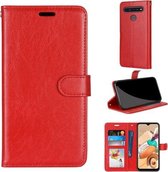 Voor LG K41S / K51S Pure kleur horizontaal Flip PU lederen tas met houder & kaartsleuven & portemonnee & fotolijst (rood)