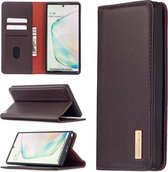 Voor Samsung Galaxy Note10 + 2 in 1 afneembare magnetische horizontale flip lederen tas met houder & kaartsleuven & portemonnee (donkerbruin)