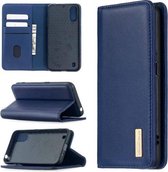 Voor Samsung Galaxy A01 2 in 1 afneembare magnetische horizontale flip lederen tas met houder & kaartsleuven & portemonnee (blauw)