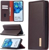 Voor Samsung Galaxy S20 Ultra 2 in 1 afneembare magnetische horizontale flip lederen tas met houder & kaartsleuven & portemonnee (donkerbruin)