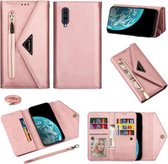 Voor Samsung Galaxy A50 / A50s / A30s Skin Feel Rits Horizontale Flip Leren Case met Houder & Kaartsleuven & Fotolijst & Lanyard & Lang Touw (Rose Goud)