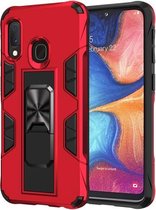 Voor Samsung Galaxy A20e Soldier Armor Shockproof TPU + PC Magnetische beschermhoes met houder (rood)